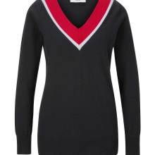 Damen Strickpullover Feinstrick Feinstrickpullover schwarz-rot von Heine Damen Strickpullover Feinstrick Feinstrickpullover schwarz-rot von Heine