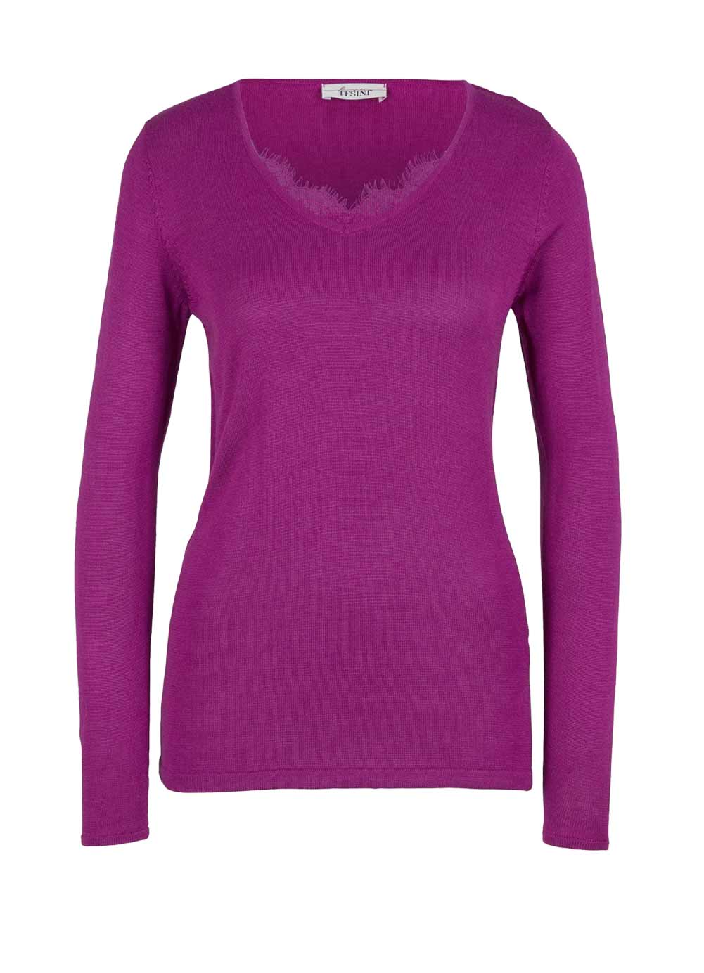 Feinstrick Pullover in fuchsia Feinstrick Pullover in fuchsia