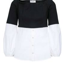 Pullover hinten länger geschnitten lange Ärmel mit Blusenteil am Ärmel Pullover hinten länger geschnitten lange Ärmel mit Blusenteil am Ärmel