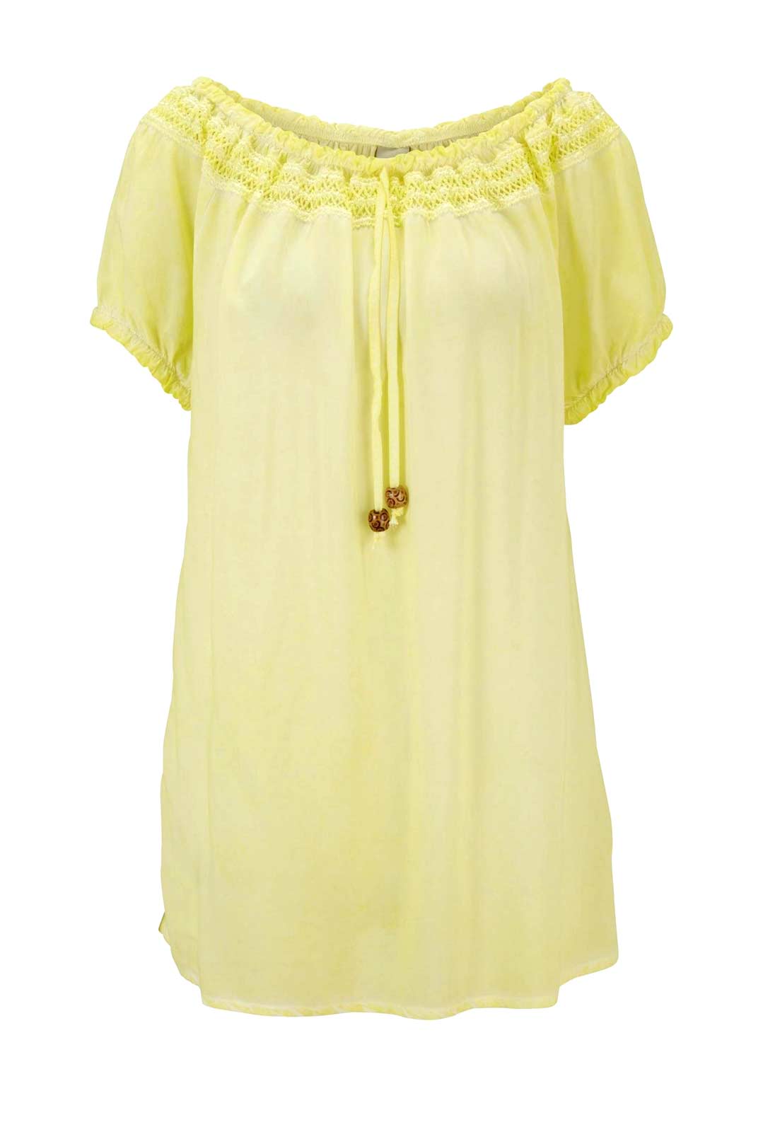 Carmen-Bluse m. Spitze, pastelgelb von HEINE Carmen-Bluse m. Spitze, pastelgelb von HEINE