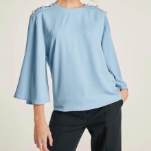 Bluse m. Perlen, bleu Bluse m. Perlen, bleu