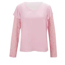 Damen Shirt Oberteil Frühling Freizeit rose mit schönen Spitzenärmeln Damen Shirt Oberteil Frühling Freizeit rose mit schönen Spitzenärmeln