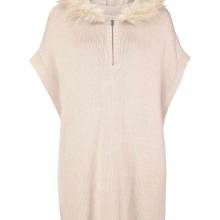 Poncho Damen Winter Cape elegant Strick beige AJC Poncho Damen Winter Cape elegant Strick beige AJC