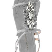 GUIDO MARIA KRETSCHMER Damen Designer-Velourslederdianette m. Strass Grau GUIDO MARIA KRETSCHMER Damen Designer-Velourslederdianette m. Strass Grau