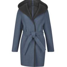 Damen Wolljacke mit Kapuze, bleu-graphit Damen Wolljacke mit Kapuze, bleu-graphit