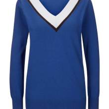 Damen Strickpullover Feinstrick Feinstrickpullover royalblau weiß HEINE Damen Strickpullover Feinstrick Feinstrickpullover royalblau weiß HEINE