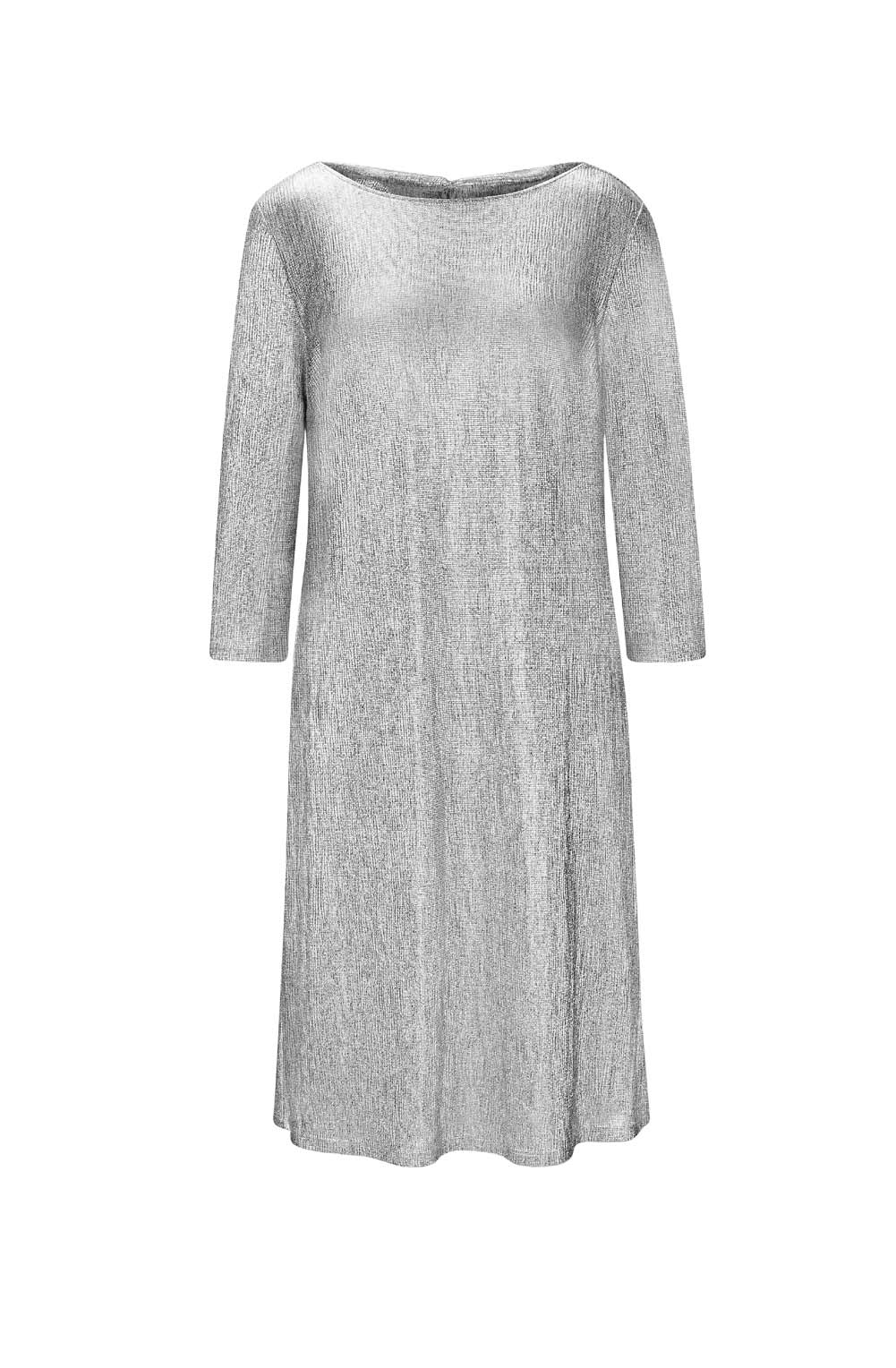 Damen Cocktailkleid, silberfarben figurbetont Knielang 3/4 Ärmel Damen Cocktailkleid, silberfarben figurbetont Knielang 3/4 Ärmel