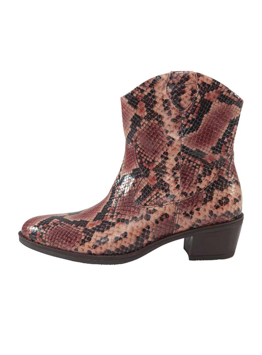 GABOR Damen Stiefelette Cowboy Stiefel Schlangen Optik  rosé schwarz GABOR Damen Stiefelette Cowboy Stiefel Schlangen Optik  rosé schwarz