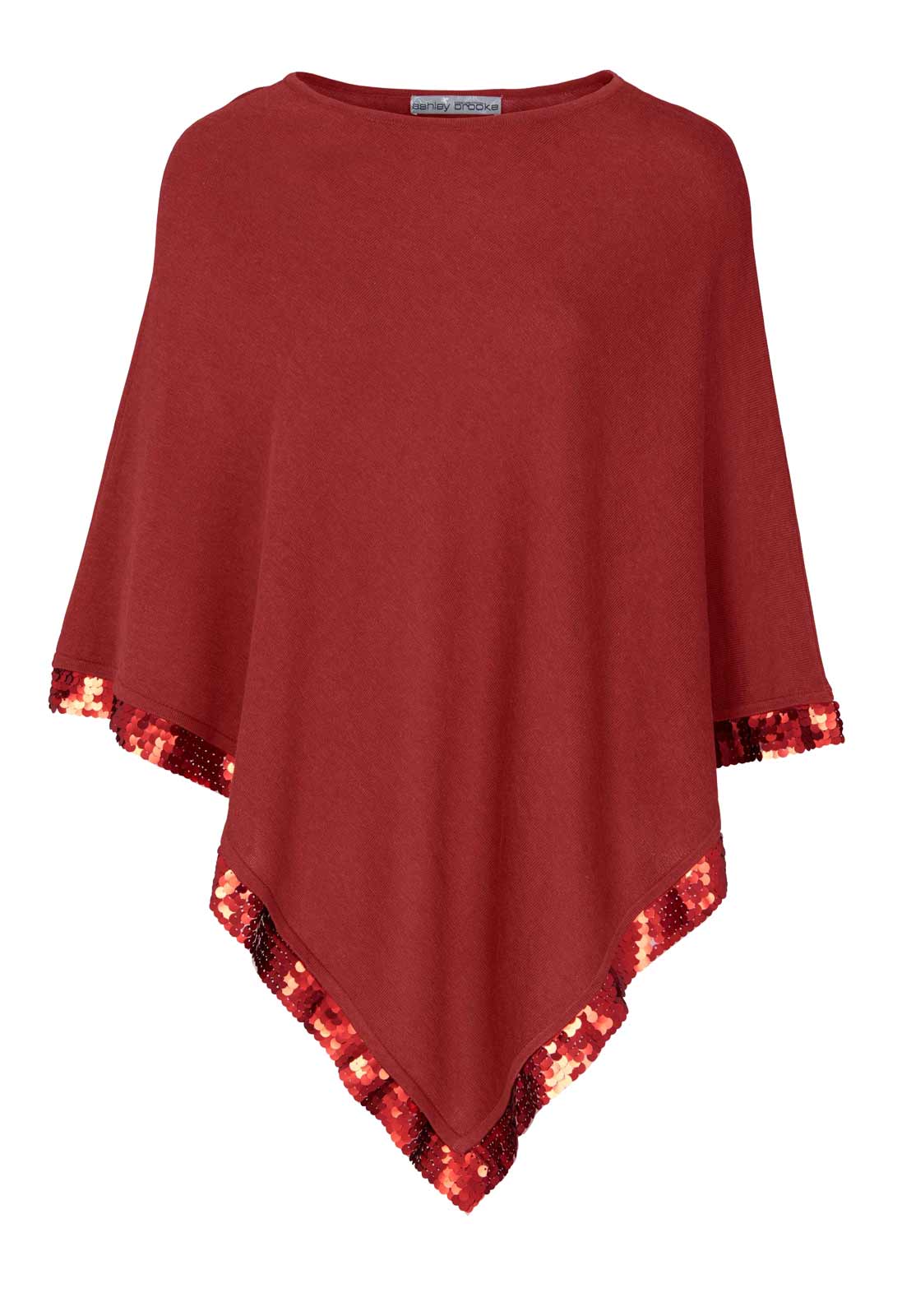 Poncho Damen Winter Cape elegant Strick kastanie Ashley Brooke Poncho Damen Winter Cape elegant Strick kastanie Ashley Brooke