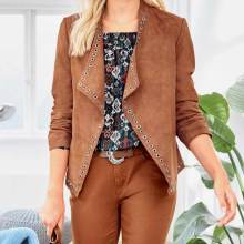 Damen Lederjacke 40 Lederblazer braun Lamm Velourslederjacke Ösen, cognac Damen Lederjacke 40 Lederblazer braun Lamm Velourslederjacke Ösen, cognac