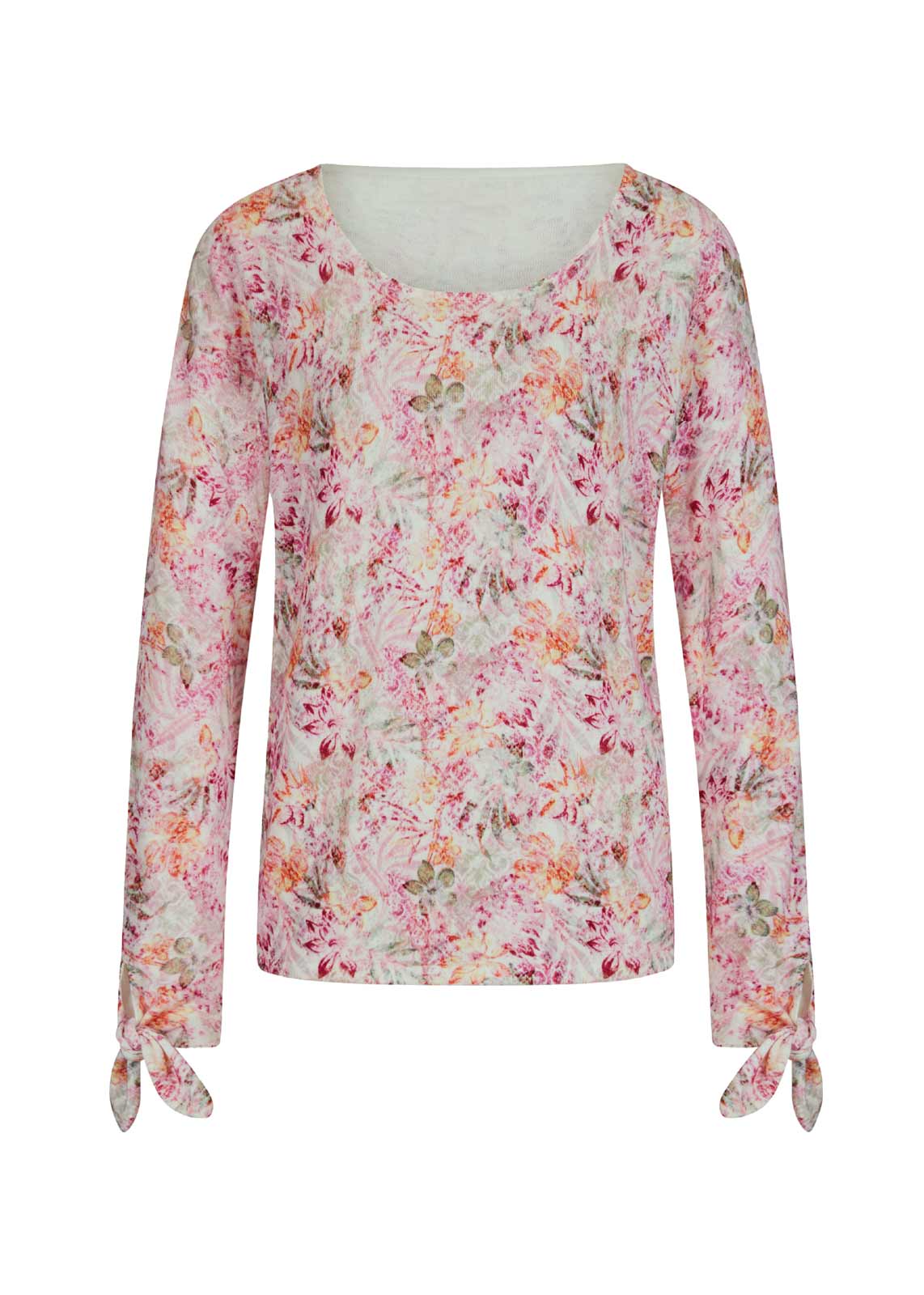 Designer-Druckpullover, ecru-khaki-pink Designer-Druckpullover, ecru-khaki-pink