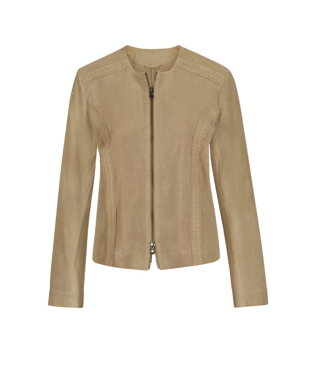 Damen Ziegenvelourslederjacke, camel Damen Ziegenvelourslederjacke, camel