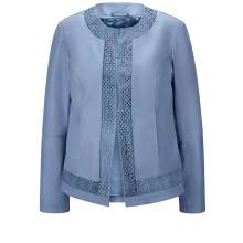 Damen Lederjacke Lederblazer Lammnappalederjacke mit Cut-Outs, blau Damen Lederjacke Lederblazer Lammnappalederjacke mit Cut-Outs, blau