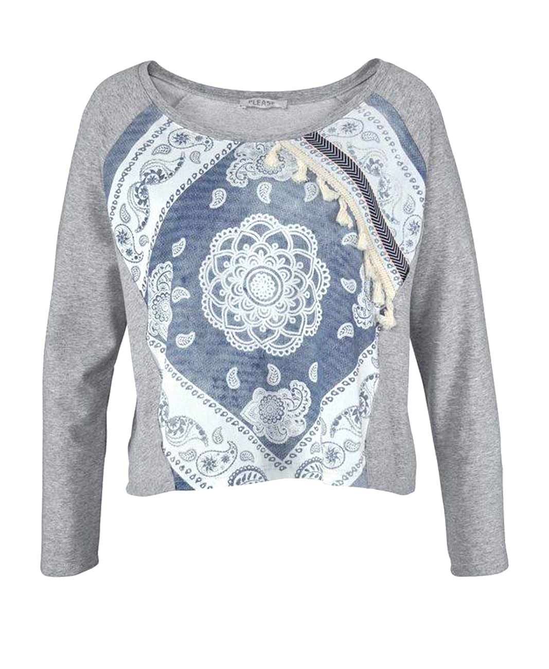 Sweatshirt, grau-blau von PLEASE Grösse S Sweatshirt, grau-blau von PLEASE Grösse S