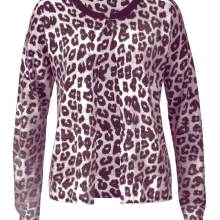 Damen Strickjacke von TONI aubergine-weiß Damen Strickjacke von TONI aubergine-weiß