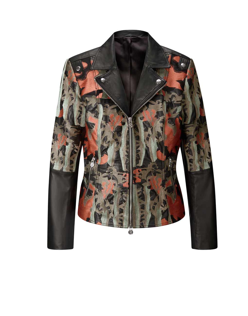 Damen Jacke Leder Lammnappa Lederjacke mit Stickerei, schwarz Damen Jacke Leder Lammnappa Lederjacke mit Stickerei, schwarz