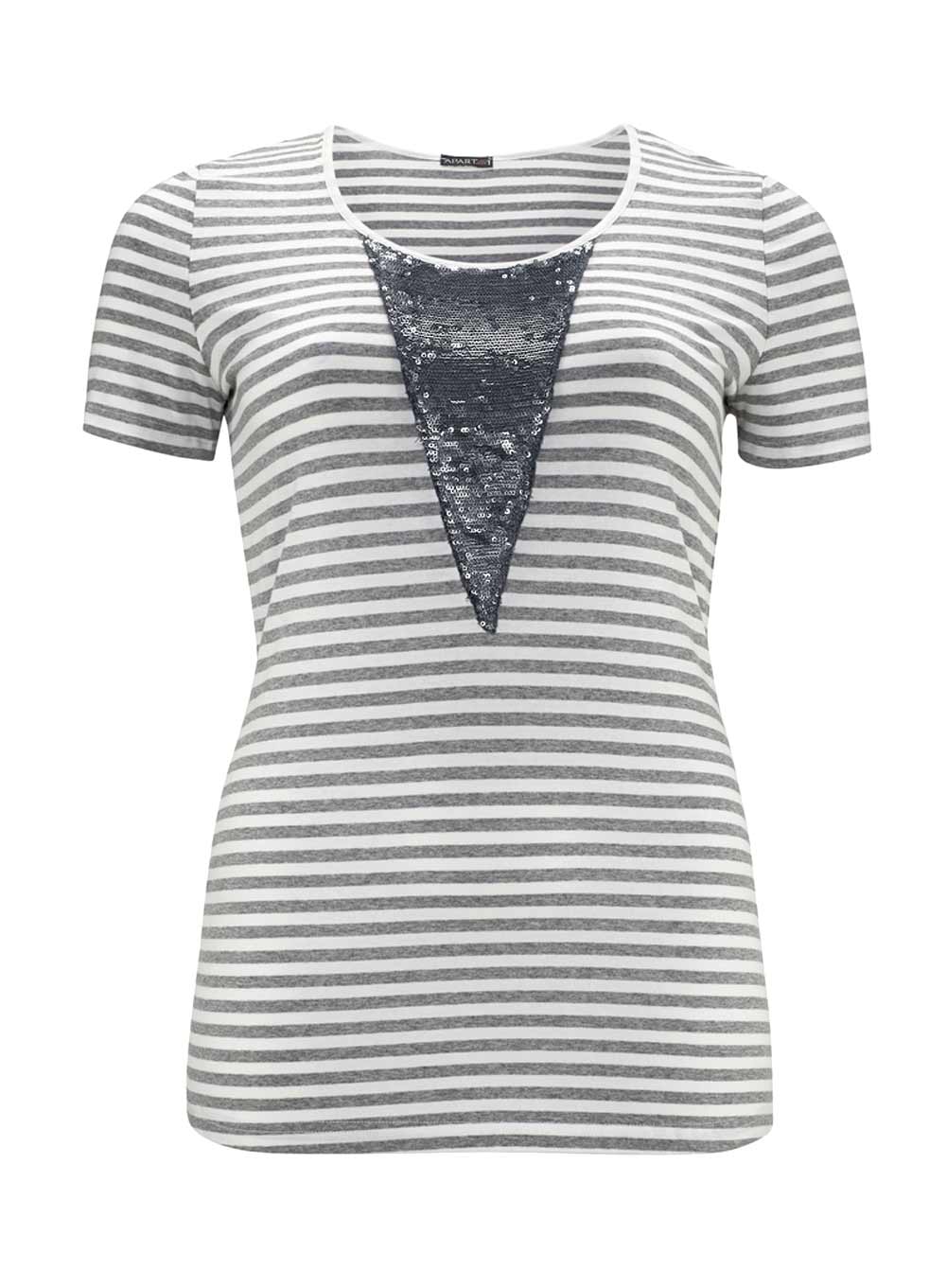 APART Damen Designer-Shirt Grau-Weiß APART Damen Designer-Shirt Grau-Weiß
