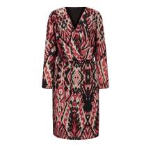 Designer-Wickeldruckkleid, schwarz-dunkelrot Designer-Wickeldruckkleid, schwarz-dunkelrot