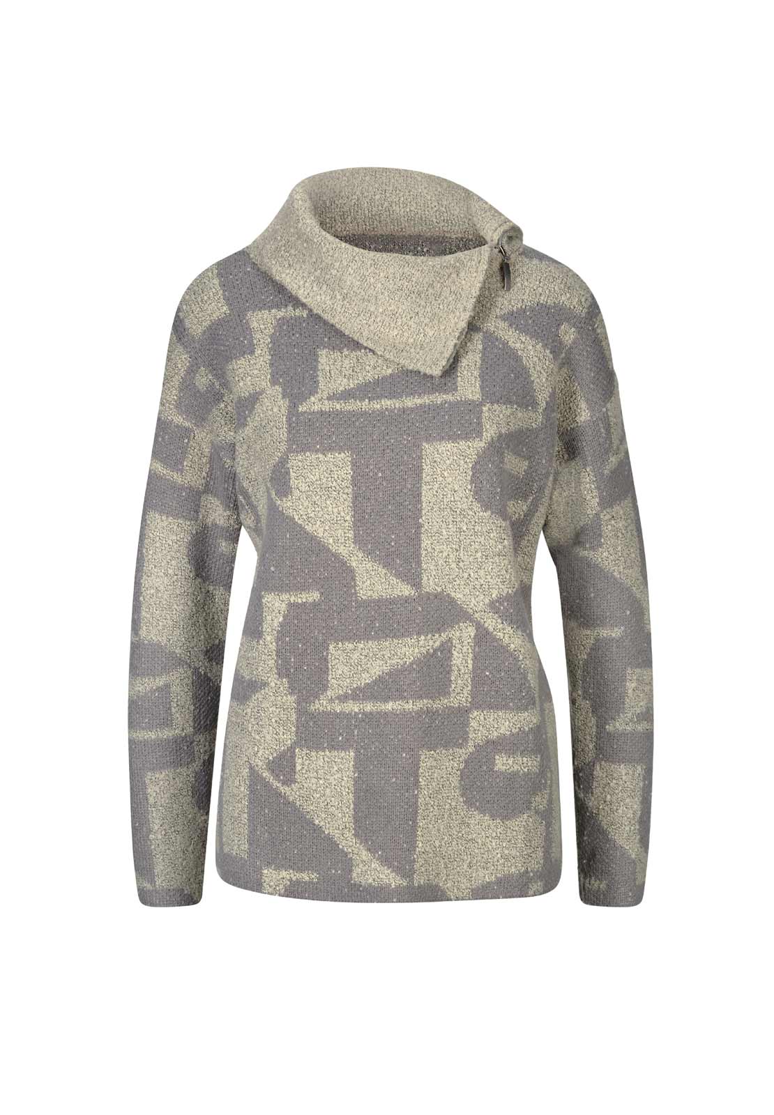 Jacquard-Pullover, sand-grau Jacquard-Pullover, sand-grau