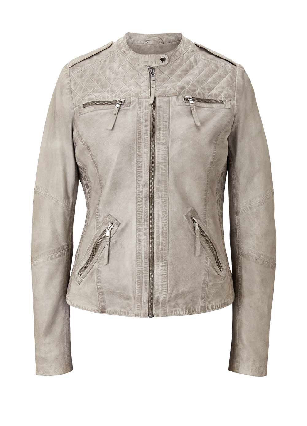 Damen Jacke Lederjacke kurz Bikerjacke echtes Lammnappaleder 40 hell taupe Damen Jacke Lederjacke kurz Bikerjacke echtes Lammnappaleder 40 hell taupe