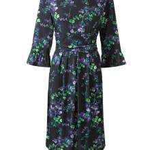 Jersey-Druckkleid, schwarz-lavendel Jersey-Druckkleid, schwarz-lavendel