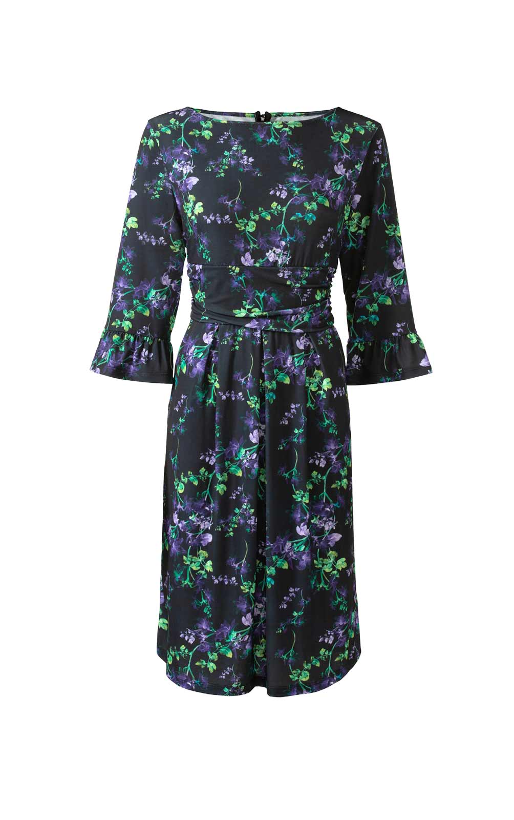 Jersey-Druckkleid, schwarz-lavendel Jersey-Druckkleid, schwarz-lavendel