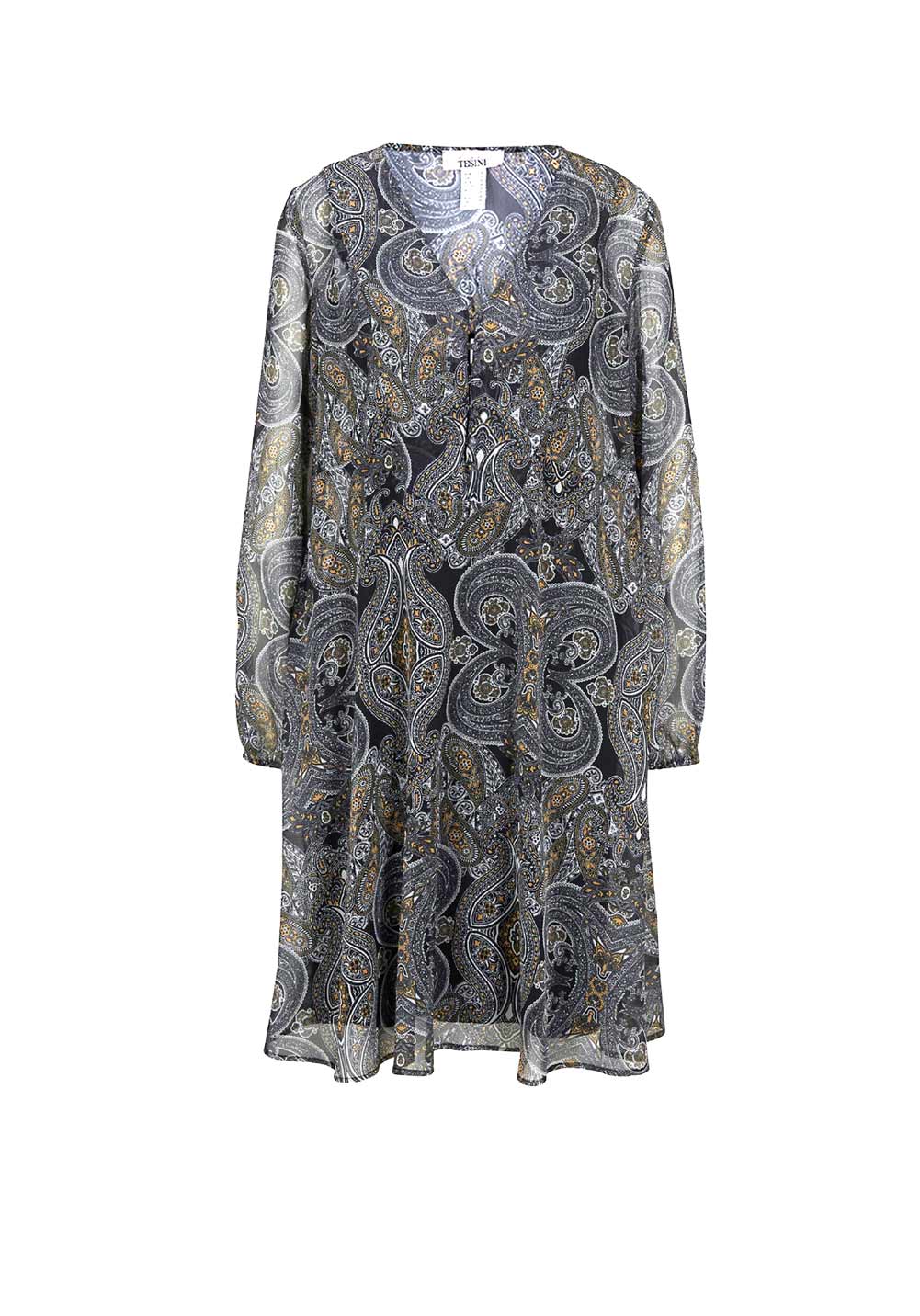 Damen Chiffonkleid Sommerkleid transparente Ärmel Druckkleid bunt Damen Chiffonkleid Sommerkleid transparente Ärmel Druckkleid bunt