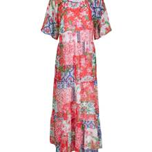 Designer-Volant-Maxikleid, erdbeere-ecru Designer-Volant-Maxikleid, erdbeere-ecru