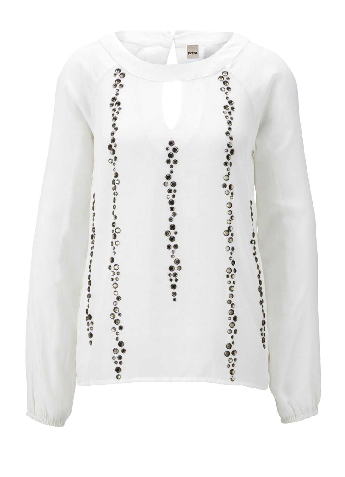 Chiffonbluse m. Strass, offwhite von HEINE Chiffonbluse m. Strass, offwhite von HEINE