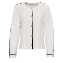 Strickjacke m. Kontrast-Paspelierung, ecru Strickjacke m. Kontrast-Paspelierung, ecru