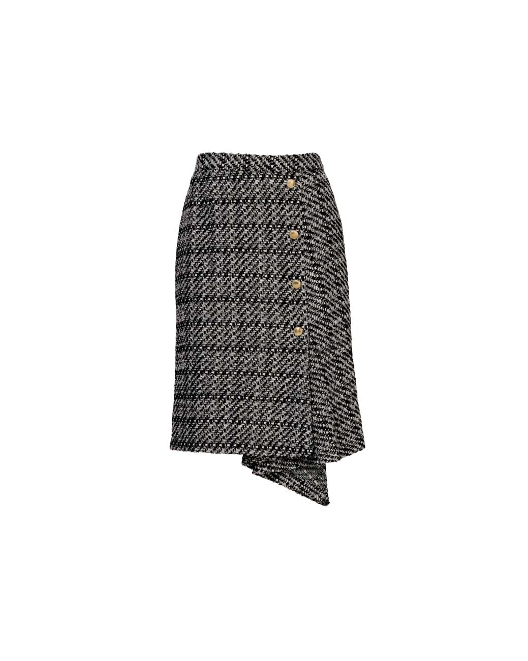 Damen Wickelrock, schwarz-ecru Damen Wickelrock, schwarz-ecru