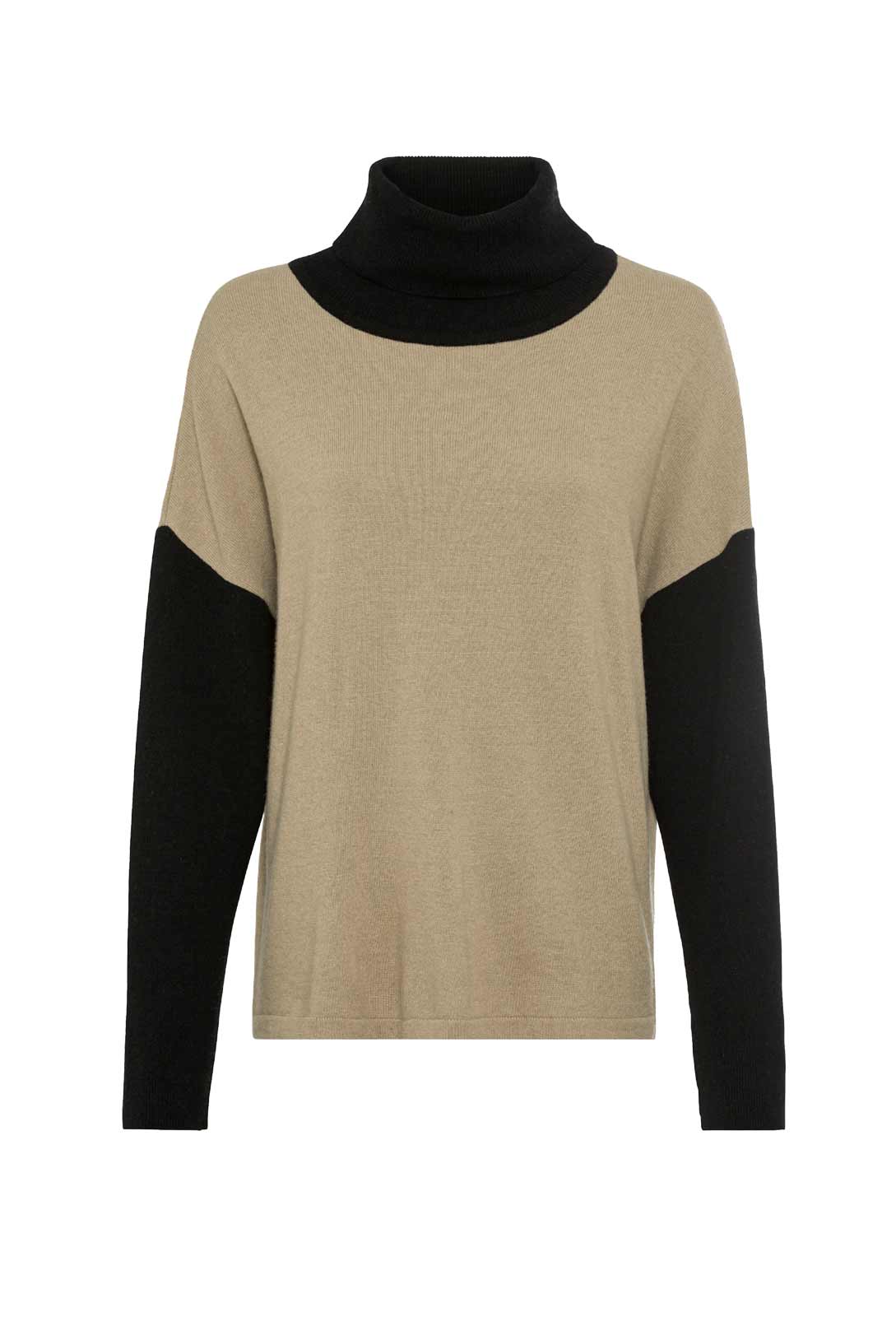 Oversized-Pullover, camel-schwarz Oversized-Pullover, camel-schwarz