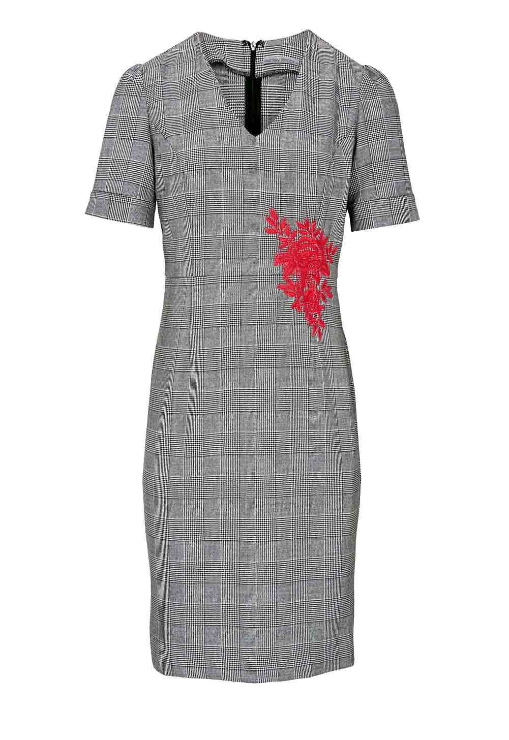 Heine Etuikleid mit Stickerei schwarz weiß Heine Etuikleid mit Stickerei schwarz weiß