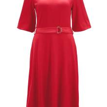 Damen Kleid Jerseykleid rot mit Gürtel Sommerkleid elegant modern Elasthan Damen Kleid Jerseykleid rot mit Gürtel Sommerkleid elegant modern Elasthan