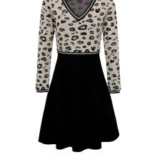 Damen Strickkleid schwarz-goldfarben Heine Gr 36 Pumamuster V-Ausschnitt Damen Strickkleid schwarz-goldfarben Heine Gr 36 Pumamuster V-Ausschnitt