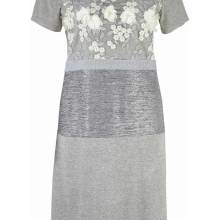 Jersey-Kleid m.3-D-Blüten-Applikationen, grau Jersey-Kleid m.3-D-Blüten-Applikationen, grau