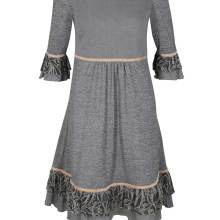 Damen Jerseykleid mit Spitze, grau Damen Jerseykleid mit Spitze, grau