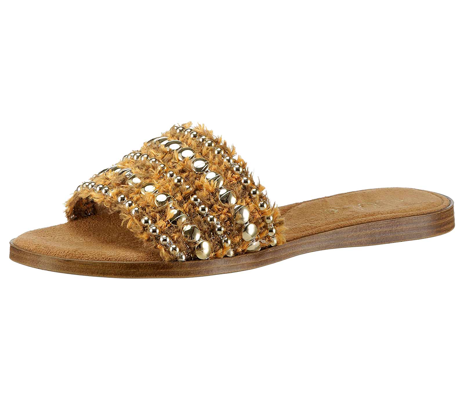 Pantolette m. Perlen, orange-goldfarben von S. Oliver Grösse 36 Pantolette m. Perlen, orange-goldfarben von S. Oliver Grösse 36