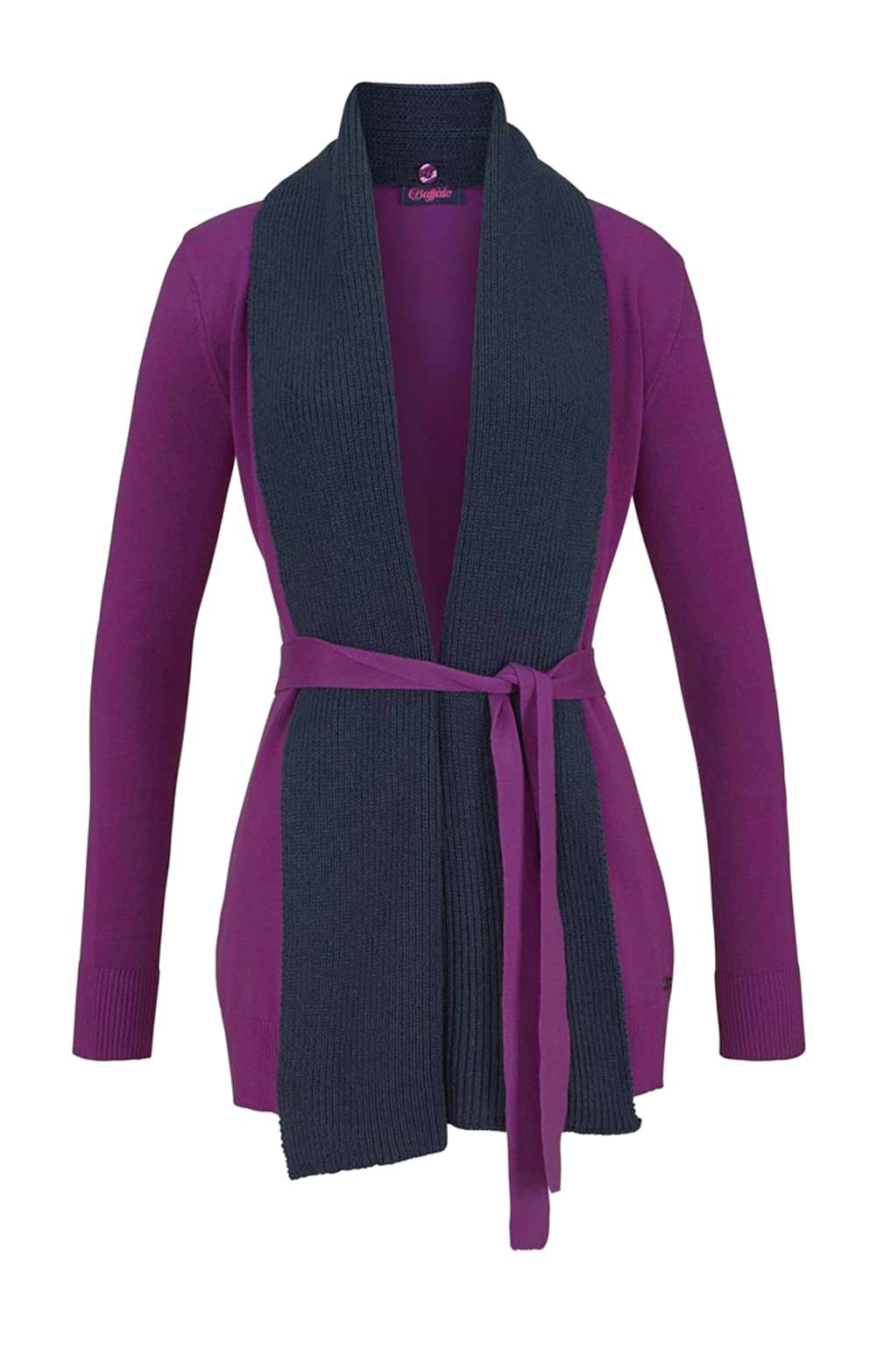 Damen Strickjacke Cardigan Jacke gestrickt mit Gürtel lila Damen Strickjacke Cardigan Jacke gestrickt mit Gürtel lila