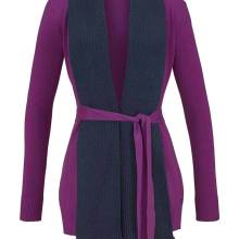 Damen Strickjacke Cardigan Jacke gestrickt mit Gürtel lila Damen Strickjacke Cardigan Jacke gestrickt mit Gürtel lila