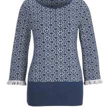 Heine Damen Pullover Rundhals 3/4 Ärmel sportlich elegant blau weiß  Pulli Heine Damen Pullover Rundhals 3/4 Ärmel sportlich elegant blau weiß  Pulli