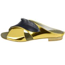 HEINE Damen Designer-Pantolette Goldfarben-Schwarz HEINE Damen Designer-Pantolette Goldfarben-Schwarz