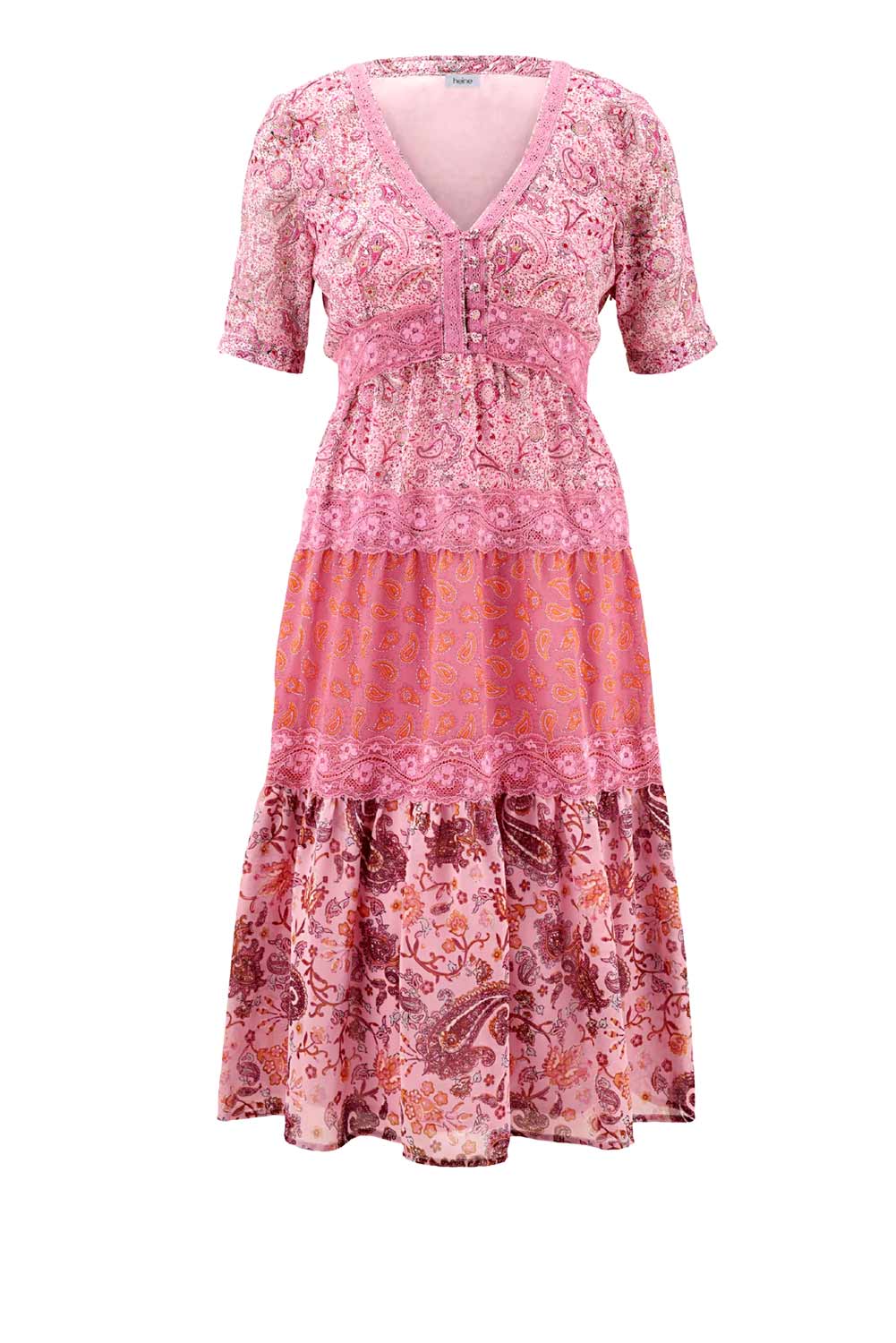 Sommerkleid rosa 46 Paisley Muster Damen Kleid Heine Druckkleid pink bunt Sommerkleid rosa 46 Paisley Muster Damen Kleid Heine Druckkleid pink bunt