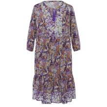 Stufen-Druckkleid m. Volant, lila-sand Stufen-Druckkleid m. Volant, lila-sand