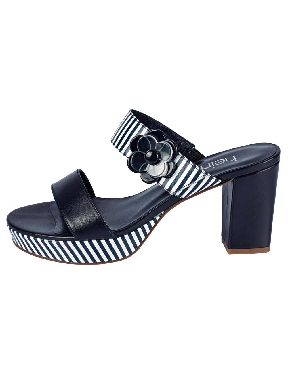 HEINE Damen Designer-Leder-Pantolette Marine-Weiß HEINE Damen Designer-Leder-Pantolette Marine-Weiß