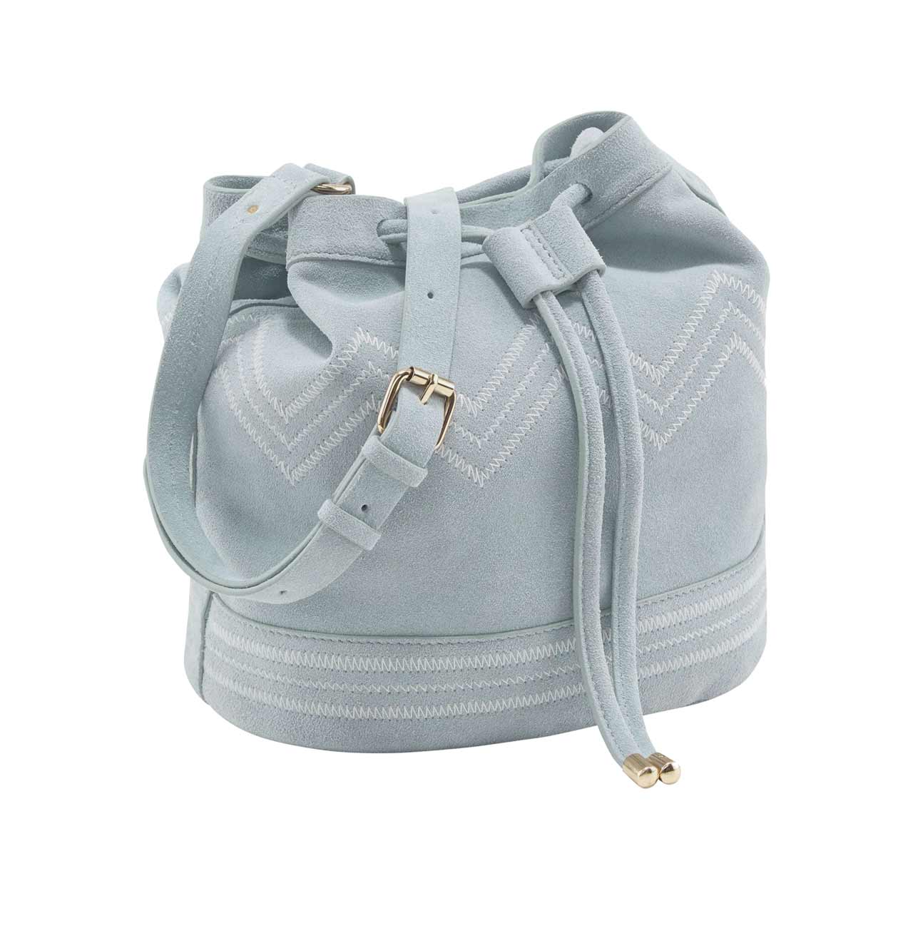 Rind-Veloursleder-Beuteltasche, hellblau Rind-Veloursleder-Beuteltasche, hellblau