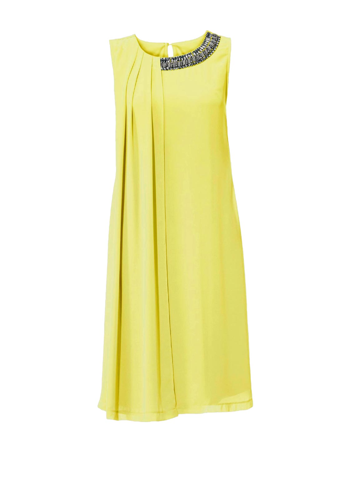 Cocktail-Chiffonkleid m. Strass, gelb Cocktail-Chiffonkleid m. Strass, gelb