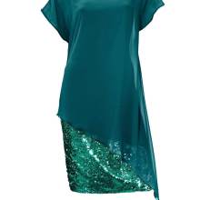 Damen Abendkleid  Cocktailkleid kurz Kurzarm mit Pailletten, dunkelgrün Damen Abendkleid  Cocktailkleid kurz Kurzarm mit Pailletten, dunkelgrün