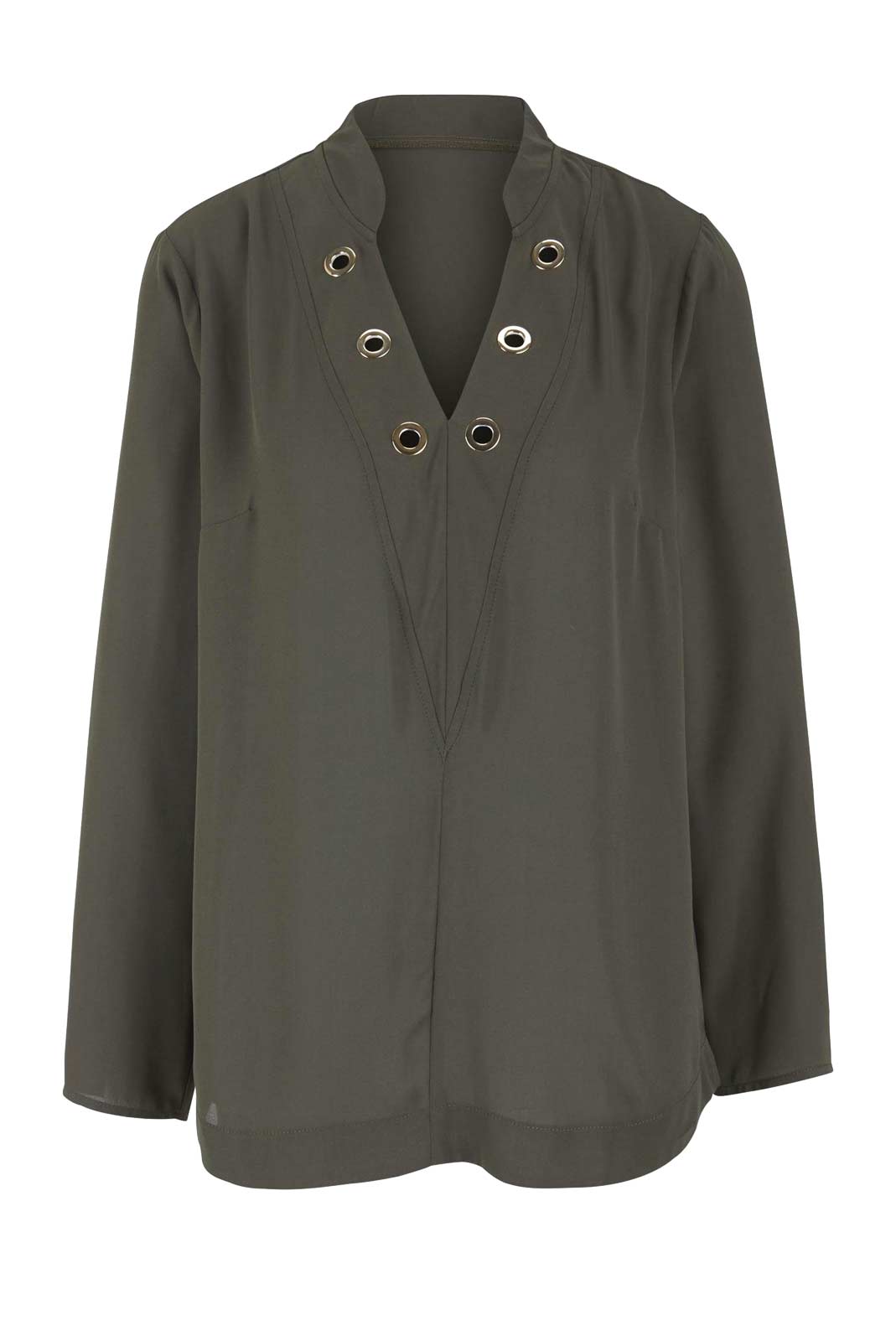 HEINE Damen Designer-Bluse m. Ösen Schlamm HEINE Damen Designer-Bluse m. Ösen Schlamm