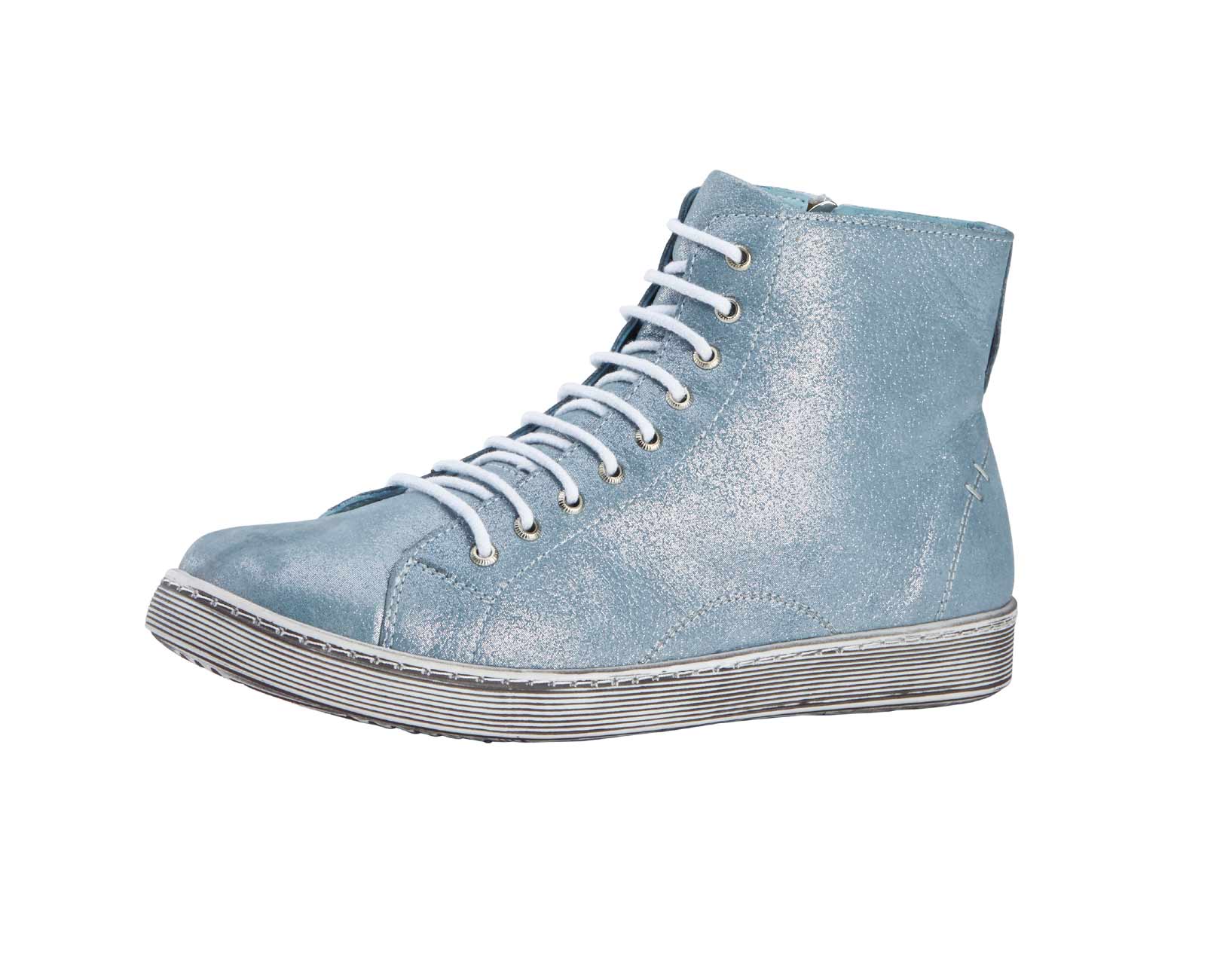 Leder-High-Top-Sneaker, hellblau-metallic Leder-High-Top-Sneaker, hellblau-metallic